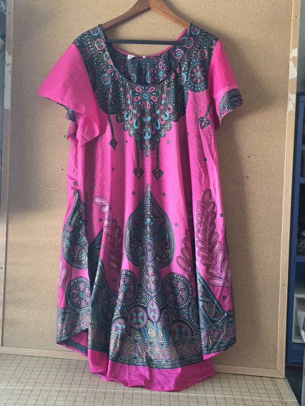 Lapogee Pink Boho Dashiki Kaftan Tunic Dress Plus Size 3X Caftan Loungewear
